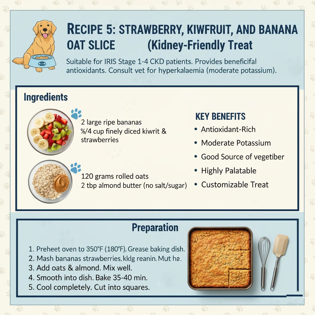 Vet Approved Homemade Dog Food Recipes for Kidney Disease 8 Recipe 5 Strawberry Kiwifruit and Banana Oat Slice Kidney Friendly Treat