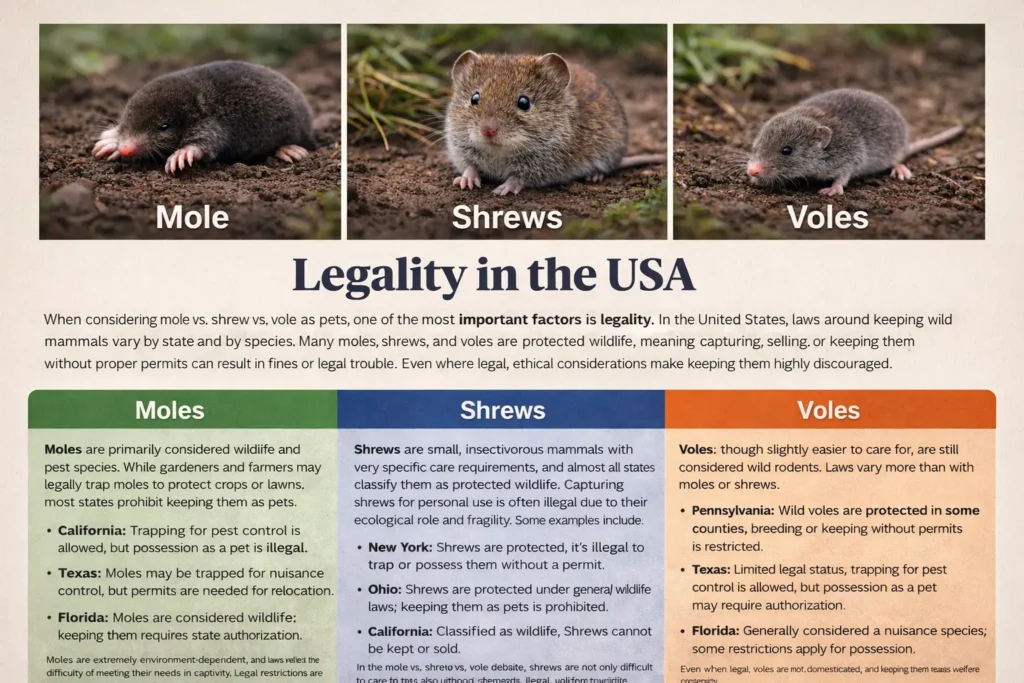 Mole vs. Shrew vs. Vole