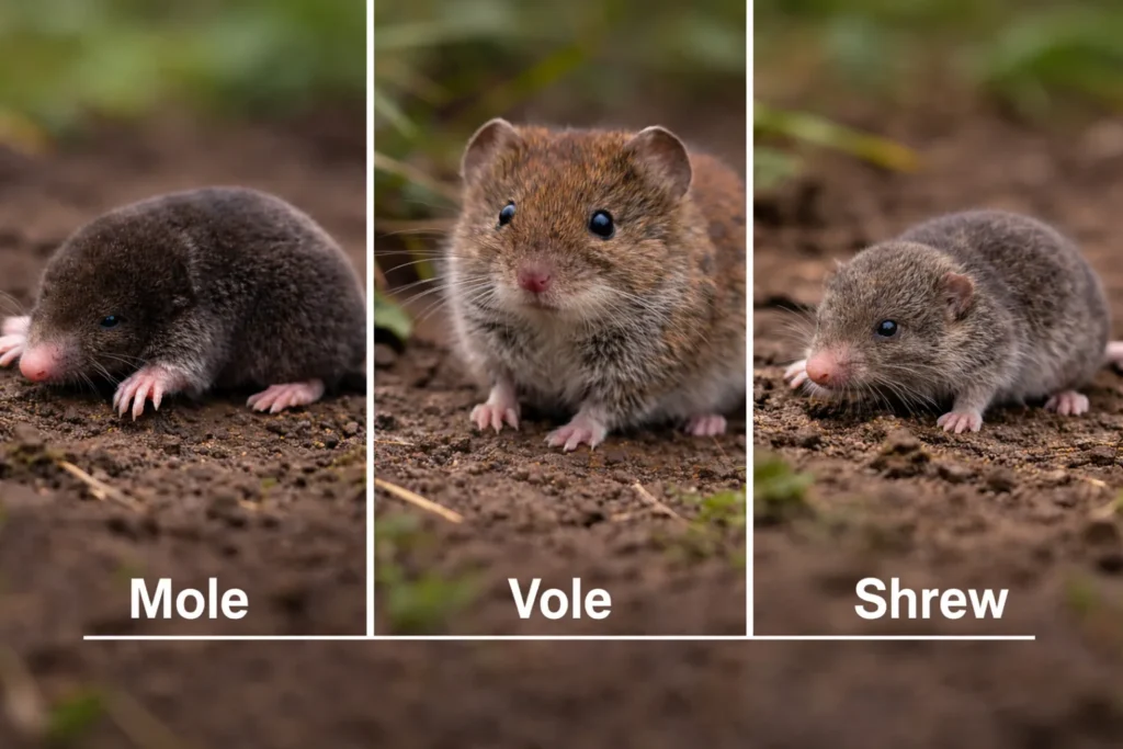 Mole vs. Shrew vs. Vole