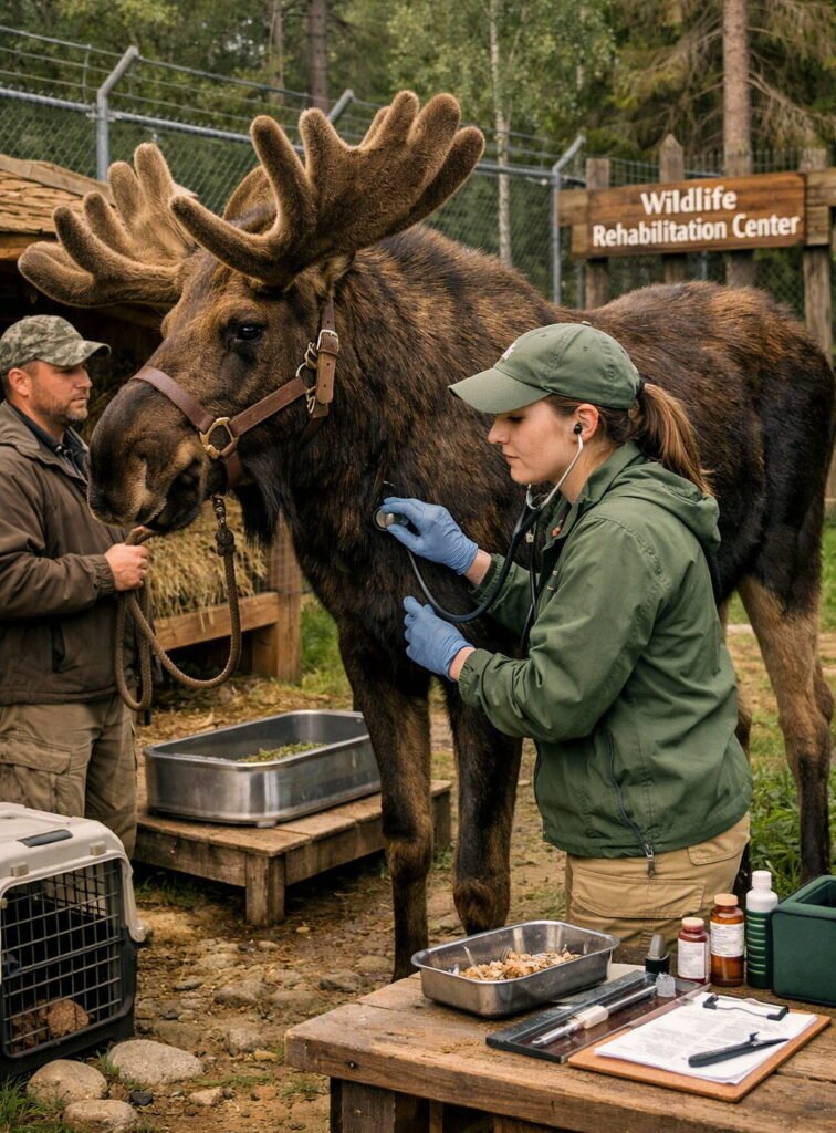 Moose as a Pet: What Wildlife Experts Want You to Know First 5 a moose as a pet getting checked by a vet